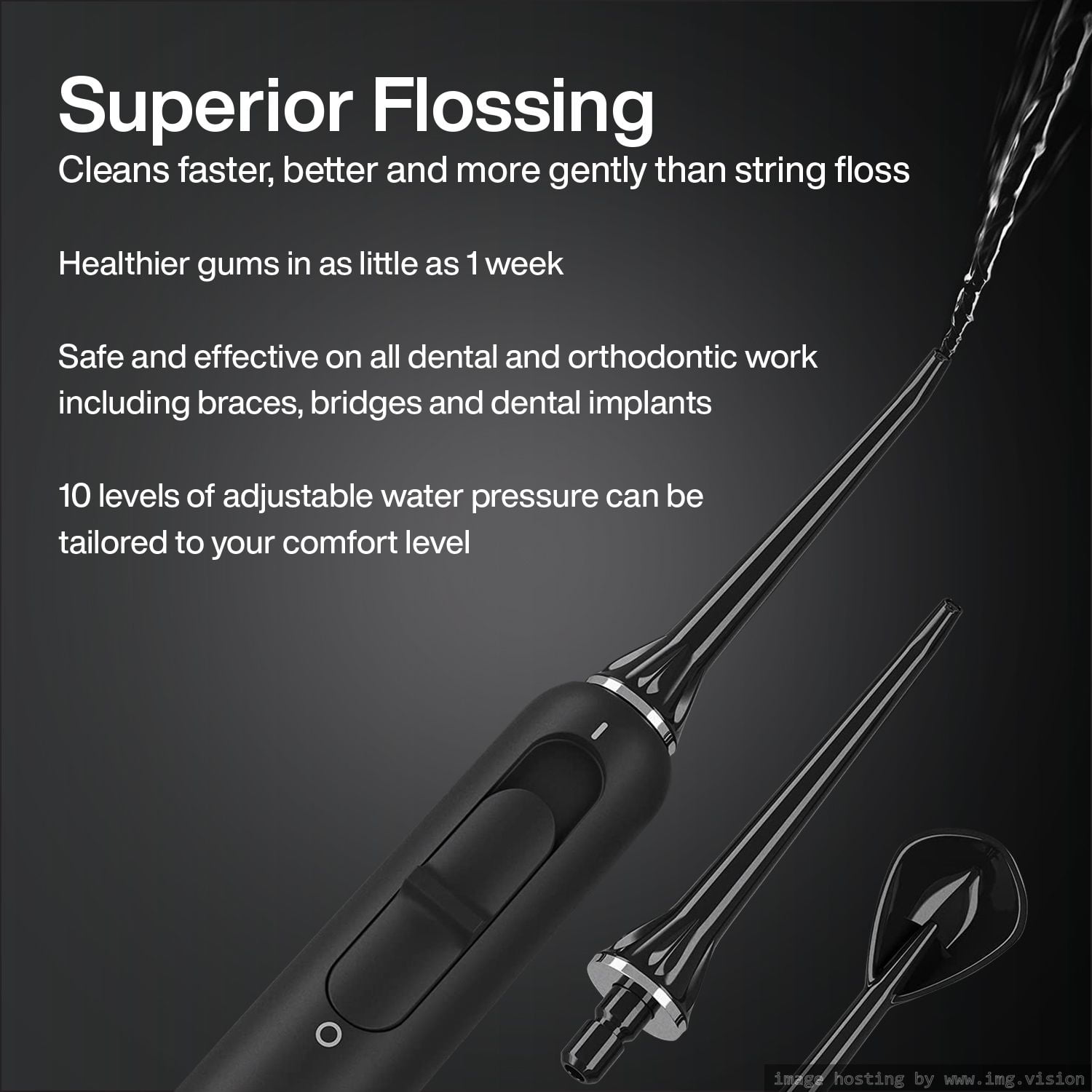 AquaSonic Home Dental Center PRO - 600ml Tank, Electric Power Toothbrush & Water Flosser, Black Series Pro+Oral Irrigator – ADA Accepted (Black)