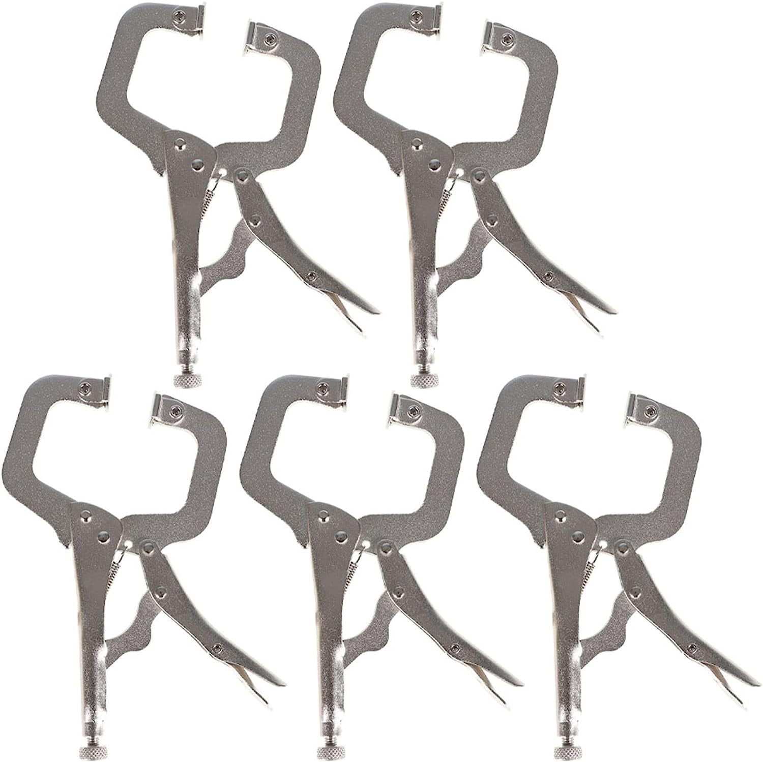 Handdo 5Pcs 6 Inch Locking C Clamps with Swivel Pads Locking Alloy Steel C Clamps Set Heavy Duty C-Type Locking Plier Table and Tool Vise Grip