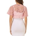 thumbnail image 3 of Allegra K Women's Lace Floral Cardigan Short Sleeve Tie Front Shrugs, 3 of 6