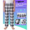 thumbnail image 3 of Pogiun Boys Pajama Pants Soft Micro Fleece Pajama Bottoms for Kids Printed Plaid Design Boy's Sleepwear Black/White 6-8y, 3 of 6