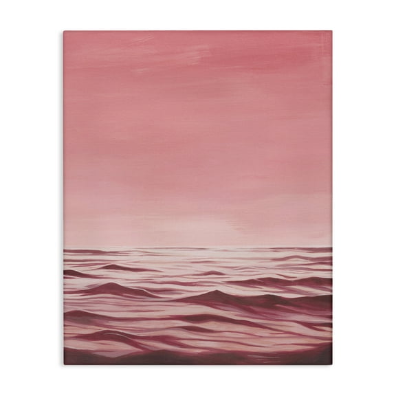 Stupell Industries Pink Sea Waves Coastal Painting Gallery Wrapped Canvas Art Print Wall Art, 16 x 20