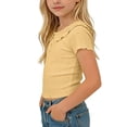 thumbnail image 6 of fatyb Little Girls Cute Tops Summer Blouses with Ruffle Collar Solid Color Casual Short Sleeve Tee Tops, 6 of 7