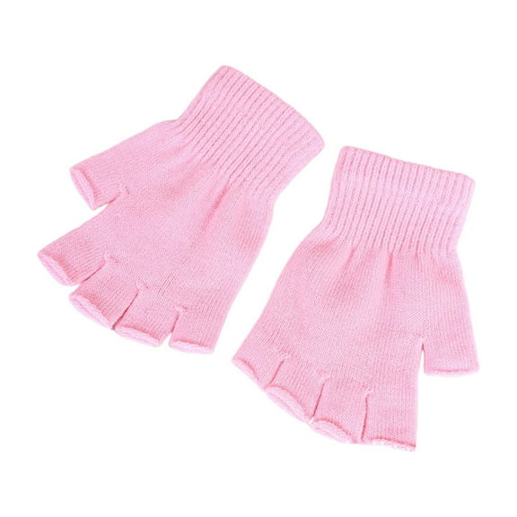 HNMKIU Winter Thermal Knitted Half Finger Hand Mittens For Kids And Adults Cold Weather Indoor Outdoor Activity Use Pink,One Size