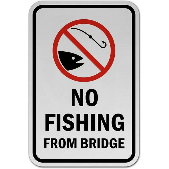 Vinyl Stickers - No Fishing from Bridge Sign - Safety and Warning Warehouse Signs Stickers - 3.5" x 5" - 3 Pack