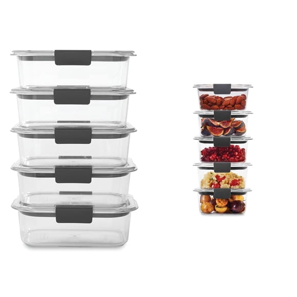Recipiente Rubbermaid Brilliance para almacenar alimentos, 3.2 tazas, 5 unidades