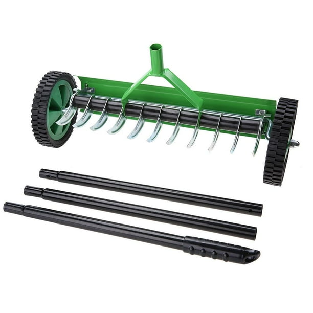 Gupbes Outdoor Garden Lawn Aerator with Long Handle Spike Type Heavy Duty Steel Grass Roller