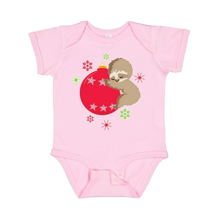 

Inktastic Cute Christmas Baby Sloth on Red Ornament with Snowflakes Gift Baby Boy or Baby Girl Bodysuit