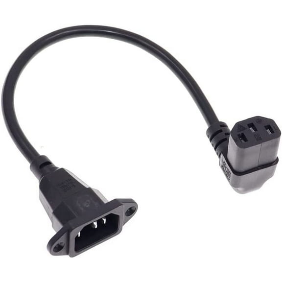 Toptekits 90-Degree UP Angled C13 to C14 with mounting Holes Extension Cord, 1ft/0.3m IEC320 C14 w/mounting Hole to C13 Up Angled AC Power Cord (C14 w/Screw Hole to UP C13)