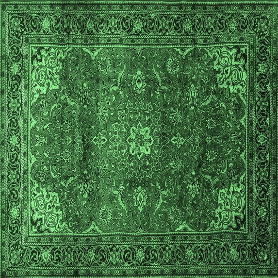 Ahgly Company Indoor Square Persian Emerald Green Traditional Area Rugs, 4' Square