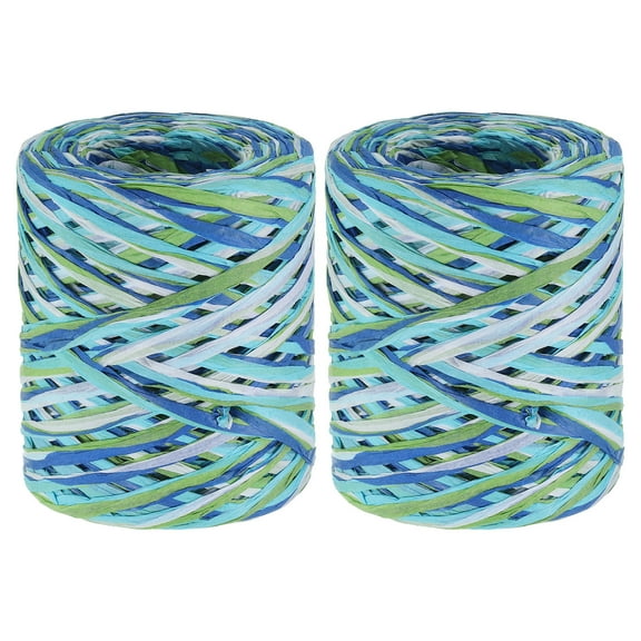 Uxcell 219 Yards Raffia Ribbon Raffia Craft Ribbon Paper Twine Wrapping Ribbon, Dark Blue/Green 2 Roll