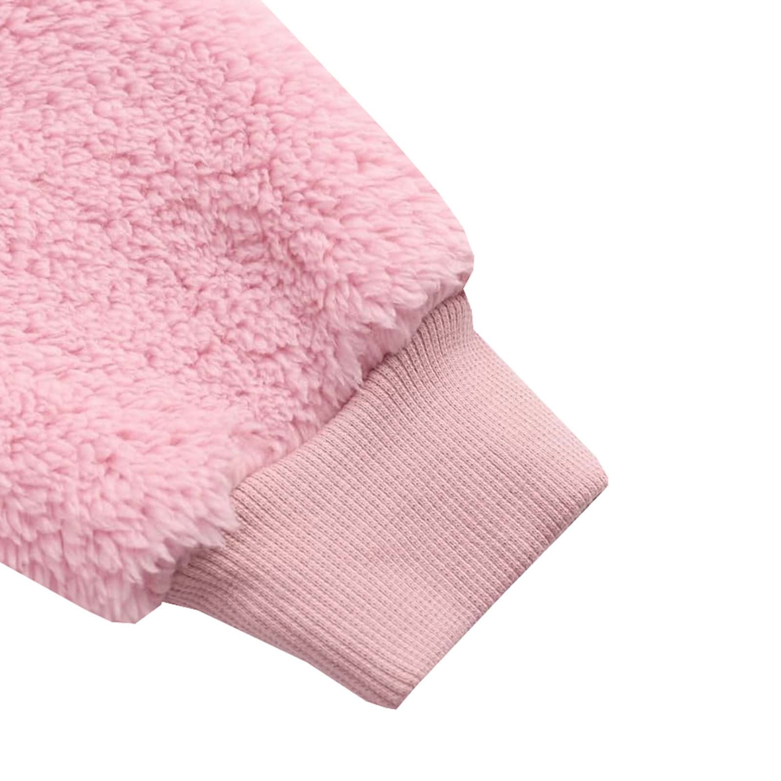 Toddlers Zip up Romper Fuzzy Sherpa Fleece Onesies Baby Boy Girl Winter Jumpsuit Bear Ears One Piece Outfits (2 Years, Pink)