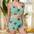 thumbnail image 3 of Gytharion Flannel Pajamas Set for Women Cute Heart Print Fleece Warm Cropped Pj Tank Top and Shorts 2 Piece Loungewear Set Winter Soft Cozy Fuzzy Thermal Sleepwear Set, 3 of 5