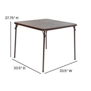 BizChair Vinyl-Covered Padded Folding Card Table for Game Rooms and Banquets, Brown