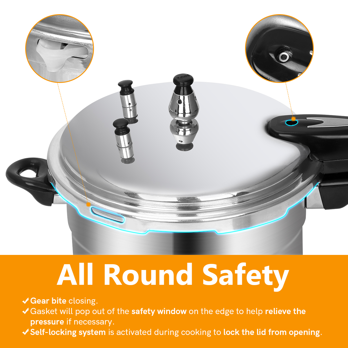 BreeRainz 5.3 Quart Pressure Cooker, 10 PSI Induction Compatible Pressure Canner w/ Honeycomb Stainless Steel Clad Base for Fast & Even Heating, Canning Rack Included