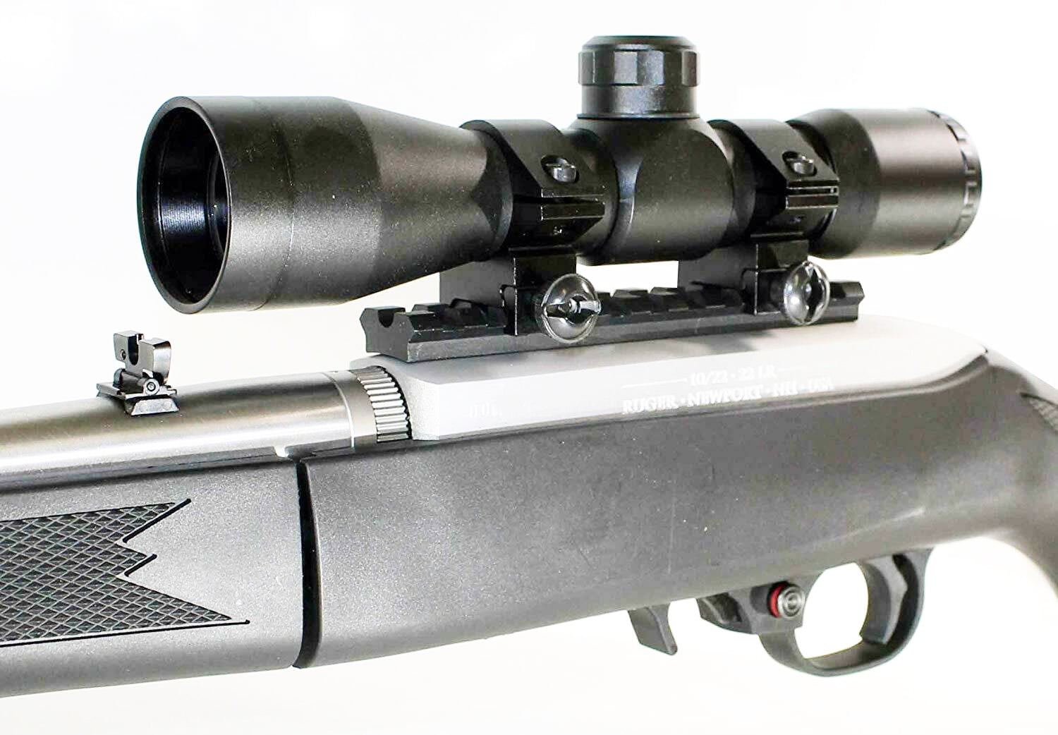 Black Rifle Upgrade Kit For Ruger 10/22 With 4x32 Scope + Rings + Weaver Rail Mount.