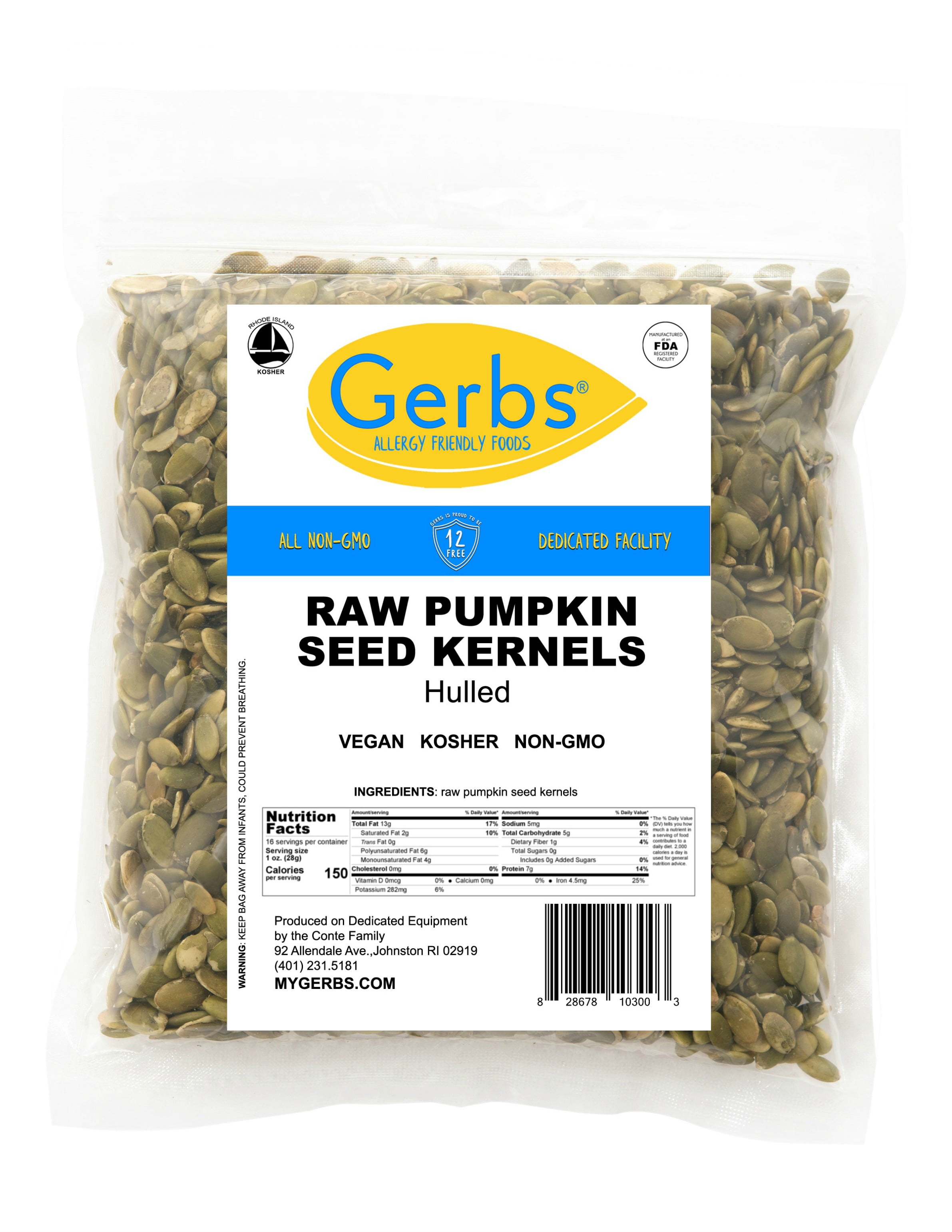 Raw Pumpkin Seed Kernels, 1 LBS by Gerbs