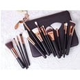 thumbnail image 1 of Juego de brochas de maquillaje profesional de 15 piezas en oro rosa con cabello natural y bolsa premium, 1 of 5
