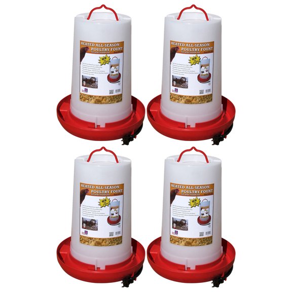 Farm Innovators HPF-100 Heated Hanging Poultry Water Fountain, Red (2 Pack)