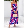thumbnail image 2 of Vestido largo MASCOMODA Summer Boho Floral Tube Top Azul Marino Rojo L, 2 of 7