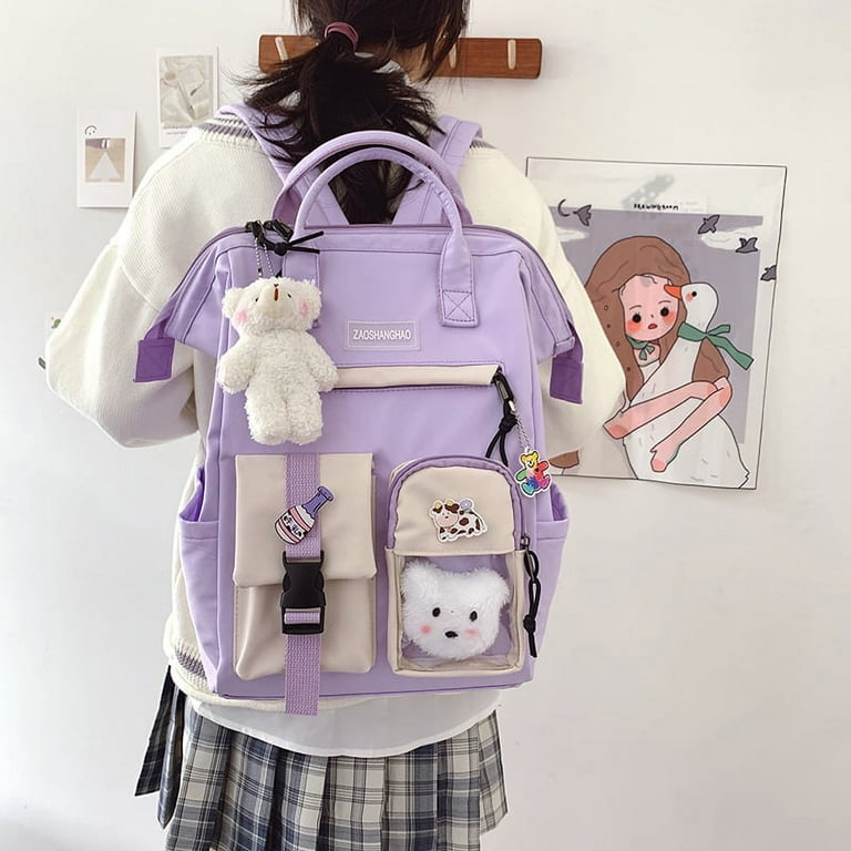 2021 Preppy Purple Backpack Women Waterproof Candy Colors Backpacks Fancy High School Bags for Teenage Girl Cute Travel Rucksack
