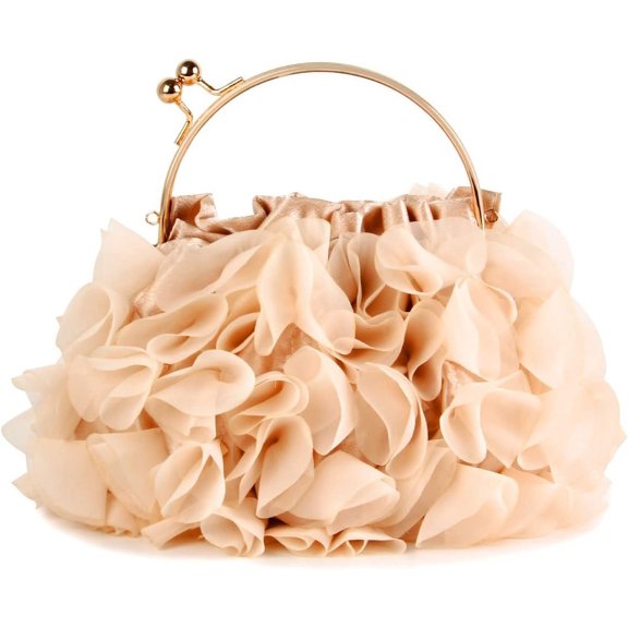 Women's Floral Clutch Satin Flower Evening Bag Prom Tote Handbags