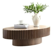 GZXS Handcrafted Elliptical Coffee Table, 43.7" Modern Accent Center Tea Table with Sturdy MDF Pedestal for Small Living Spaces, 350lbs Weight Capacity (Walnut)