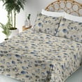 thumbnail image 3 of Ambesonne Nature Fitted & Flat Sheet with Sham 3 Pcs Set, Leaves on Grungy Back Art, Twin, Dark Sky Blue and Grey Yellow, 3 of 5