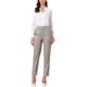 thumbnail image 2 of Pantalones de tartán de mujer Inspire Chic, elásticos, de cintura alta, rectos y largos, color beige, 2 of 6