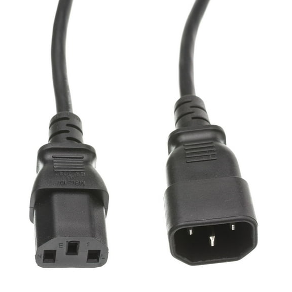 Computer - Monitor Power Extension Cord, Black, C13 to C14, 10 Amp, 12 foot