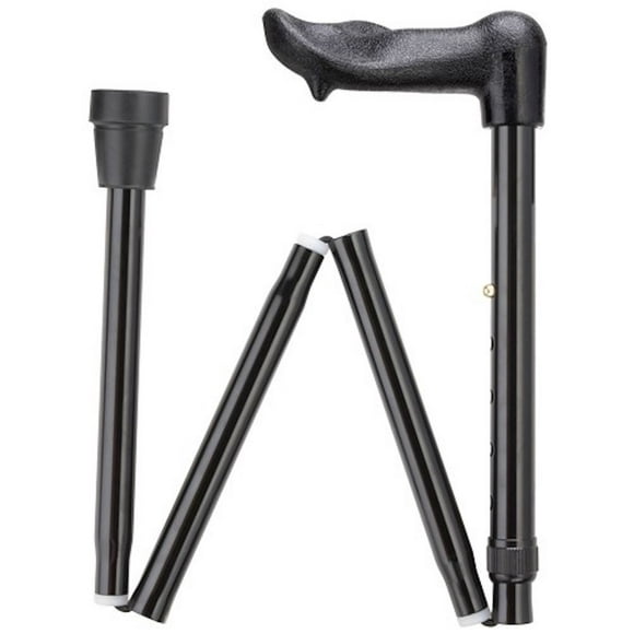 Poignée Paume Moulée Unisexe Pliable Réglable en Aluminium pour la Marche Cane - 33 Pouces à 37 Pouces (Pince Gauche, Noir)