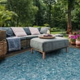 thumbnail image 6 of SAFAVIEH Courtyard Darin Botanical Indoor/Outdoor Area Rug, Turquoise, 7'10" x 7'10" Square, 6 of 15