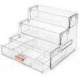 thumbnail image 3 of KQJS Makeup Organizer for Vanity with Drawer, 3-Tier Perfume & Skincare Display Stand, Countertop Storage for Nail Polish, Spices, Figures & Beauty Essentials, Clear, 3 of 11