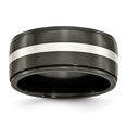 thumbnail image 1 of Titanium Black 925 Sterling Silver Inlay 10mm Band Ring Wedding Precious Metal, 1 of 10