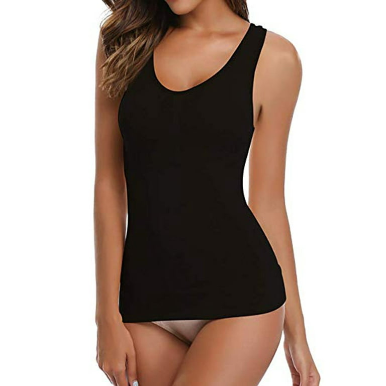 Plus Size Camisole Tank Top Shapewear for Womens Removable Pads Tummy  Control Waist Trainer Undershirt Shapewear Tank Tops Slimming Seamless Body  Shaper 