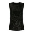 thumbnail image 6 of JGGSPWM Women's Sleeveless Sparkly Glitter Sequins Stitching Dressy Casual Tank Tops Crewneck Solid Shirts Camisole Tees Black XL, 6 of 8