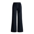 thumbnail image 6 of Costeam Womens Horizontal Striped Wide Leg Pants Wrap Tie Side High Waist Full Length Lightweight Wrinkle Friendly Loose Flowy Casual Vacation Trousers, 6 of 6