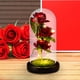 thumbnail image 4 of Acuerdo Tres rosas preservadas en cúpula de cristal con luces LED para decoración del hogar y regalo (1 unidad) Rkxzt, 4 of 9