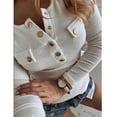 thumbnail image 1 of European And American Autumn New Women's Long-Sleeved Casual Button T-Shirt Large Size Slimming Solid Color Top, 1 of 2