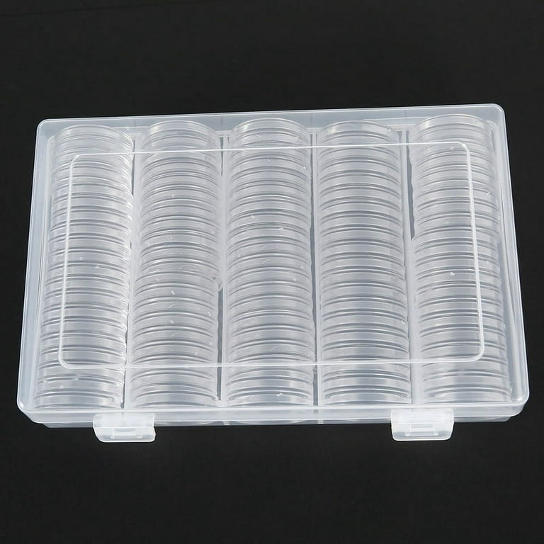 100PCS 30mm Coin Capsules Round Plastic Coin Holder Case Collection Storage  Box
