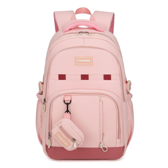 DAKIMOE School Backpack for College High Middle School Fashion Student Bag Cute Aesthetic Teen Bookbag for Teens Women Kids Girls Pink