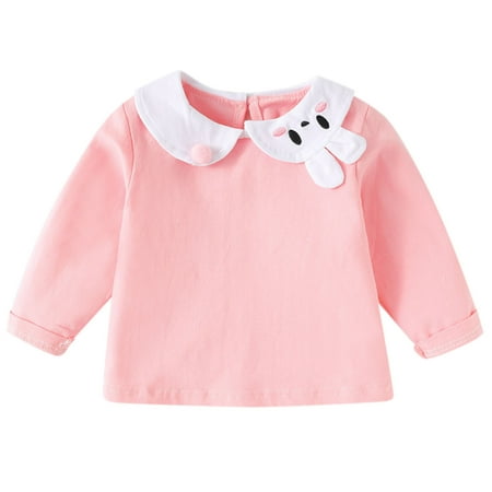 

Kids Children Toddler Baby Girls Long Sleeve Cute Cartoon Collar Cotton T-Shirt Blouse Tops Outfits Clothes