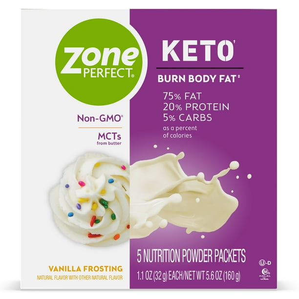 ZonePerfect Keto Powder, Vanilla Frosting Flavor, True Keto Macros To
