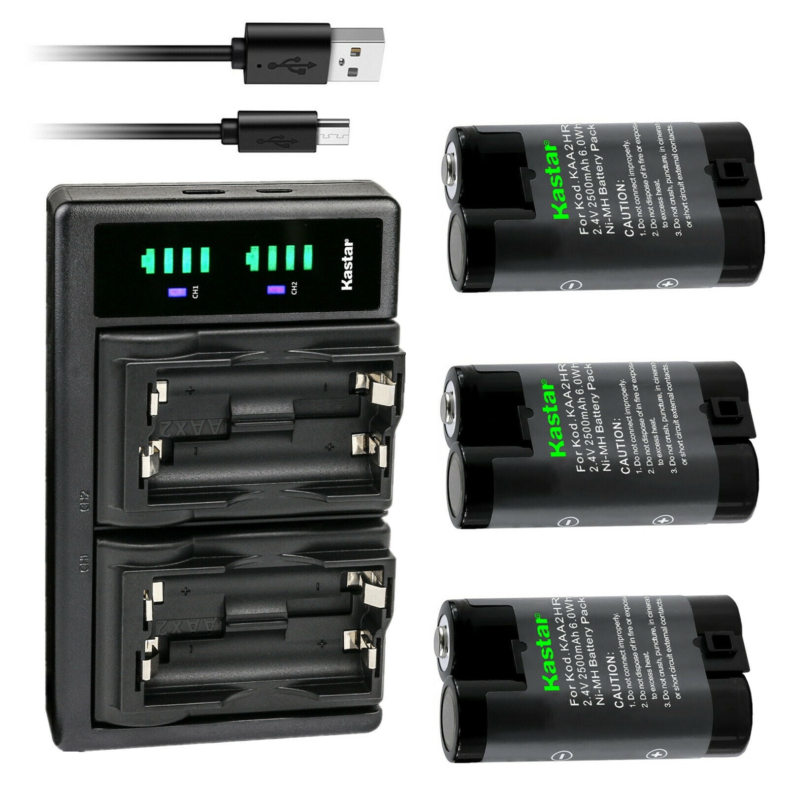 Kastar 3-Pack Battery and LTD2 USB Charger Compatible with