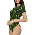 thumbnail image 2 of Easygdp Green Branch Olive Women's One-Piece Swimsuit Slim Fit Crew Neck Bodysuit Athletic Swimwear with Concealed Buckle - Medium, 2 of 9