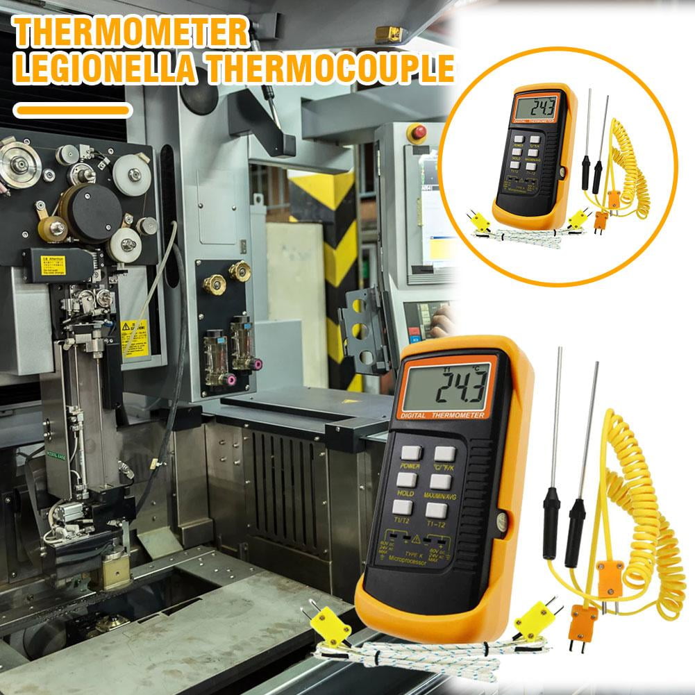 Dual Channel K-Type Digital Thermocouple Thermometer 6802 II with 4 Probes for BGA HVAC Temperature Measurement -50C to 1370C (-58F to 2498F) Industrial Temperature Meter,Large LCD Display