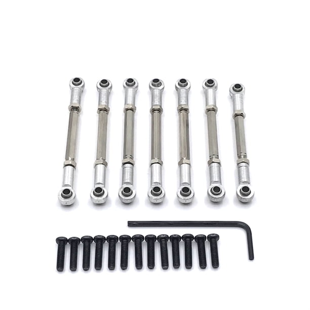 Metal Servo Link Linkage Ajustable Barra de plomo RC 1:10 Actualización de Crawler Suministros de repuesto Reemplazo para WLTOYS 104001 Paquetes de plata 7 Sweethay FN009881-04