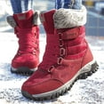 thumbnail image 2 of Xiaoxatg Women's Boots Winter Fashion Thickening Warm Lace Up Solid Color Comfortable Non Footwear for Outdoor Activities 9.5 Red, 2 of 9