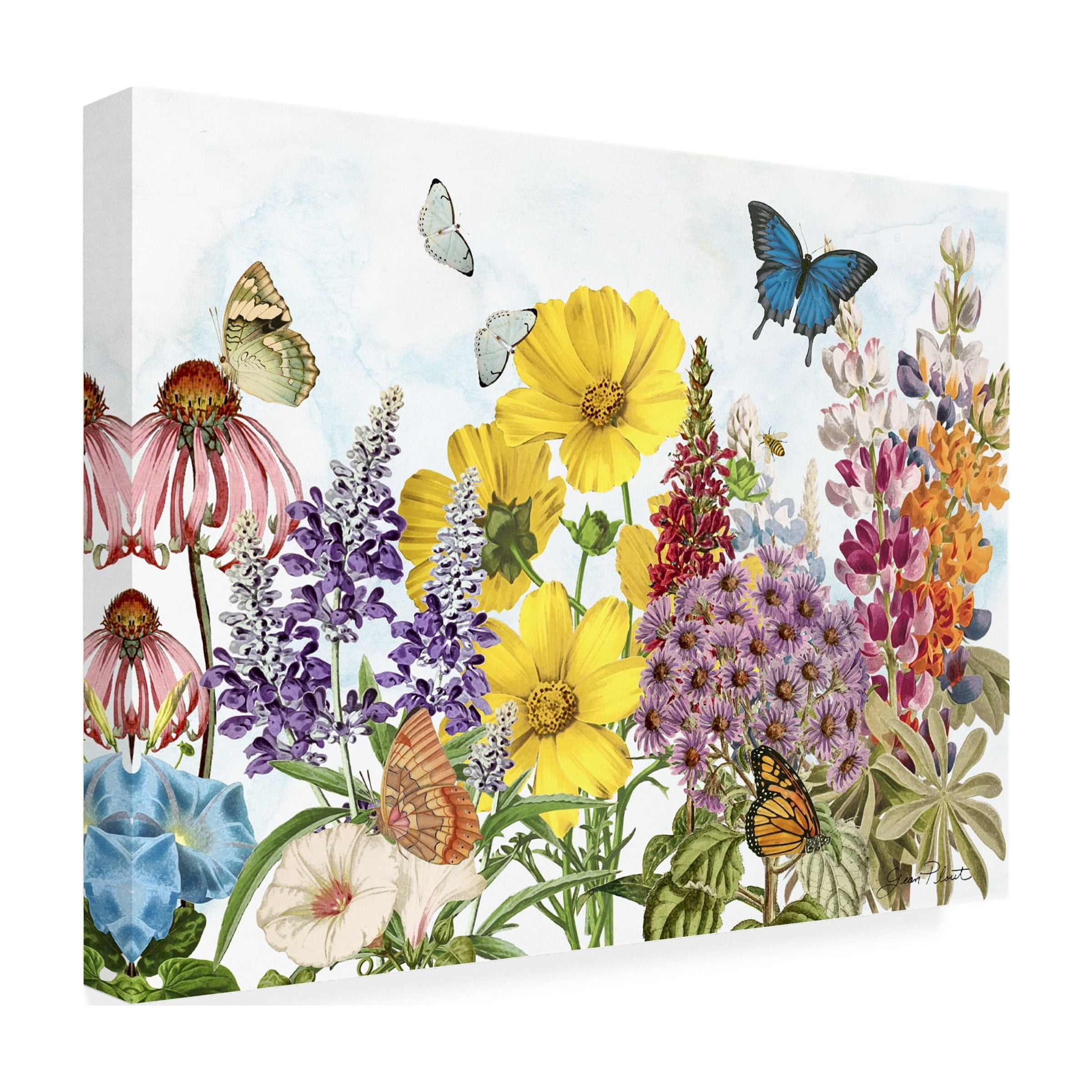 Canvas Wall Art - Jean Plout 'Summer Butterfly Garden Beauty C' Wall Art for Living Room, Bedroom, or Office DÃ©cor by Trademark Fine Art - 19 x 14 Inches
