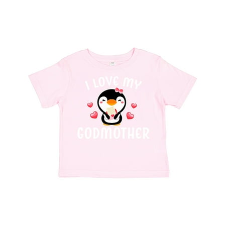 

Inktastic I Love My Godmother with Cute Penguin and Hearts Gift Toddler Toddler Girl T-Shirt