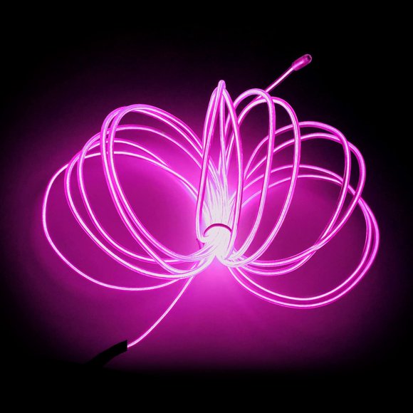 Tira de luces de neón MaxLax EL Wire rosa de 5 m con paquete de baterías